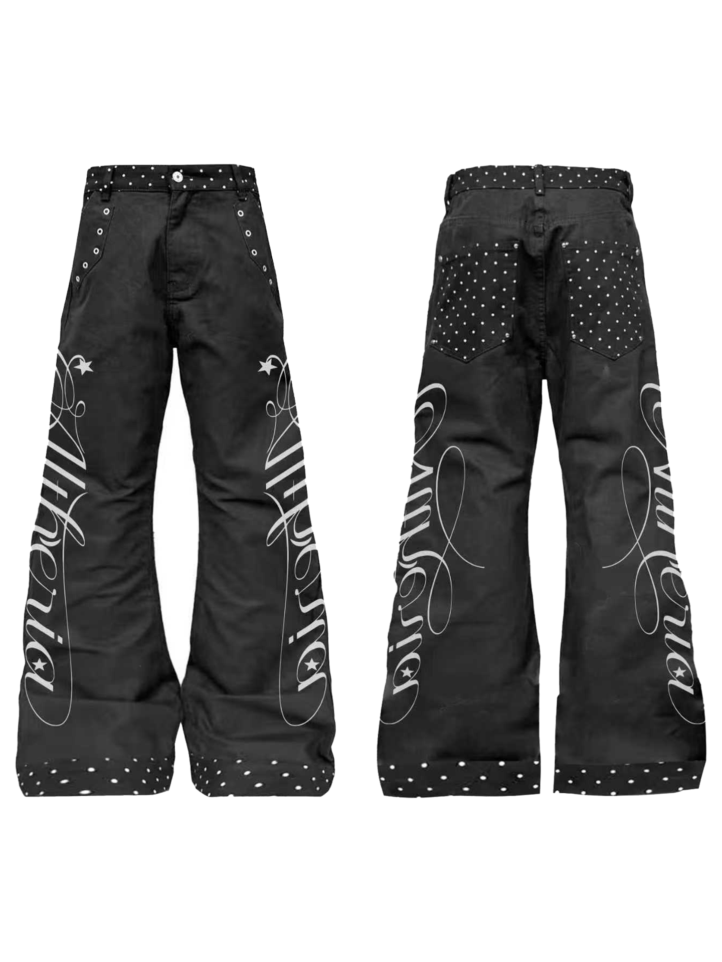 DETW Vintage Polka Dot Splicing Jeans