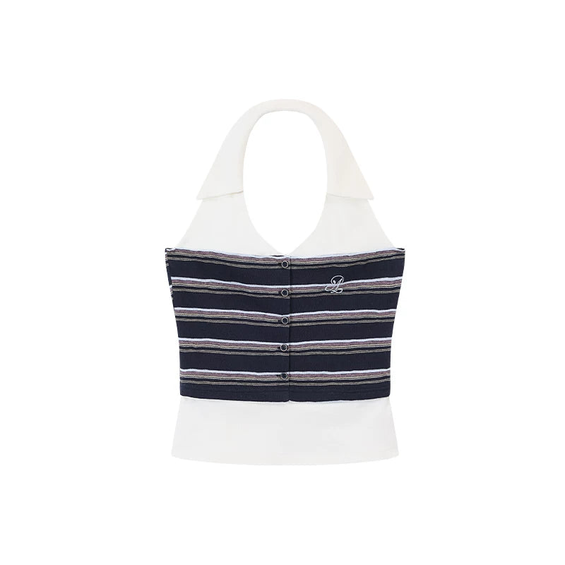 Ablueberry Striped Neck Vest