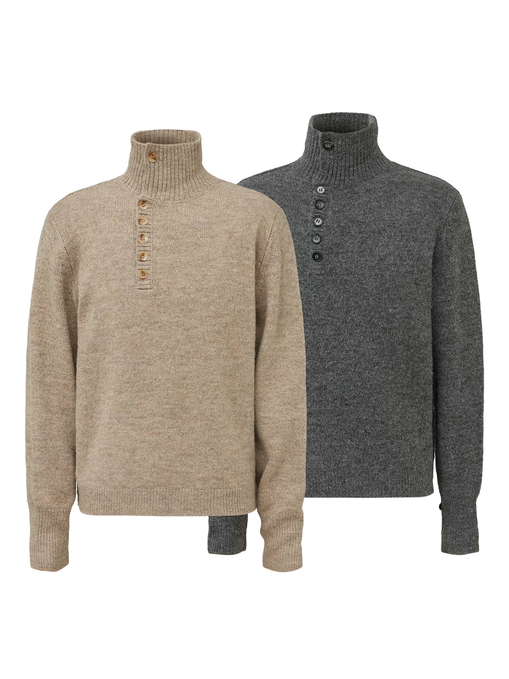 TAICHIISM Turtleneck Lapel Multi-form Wool-blend Soft Waxy Sweater