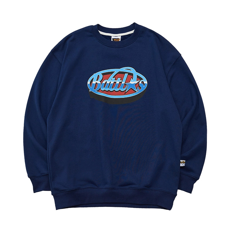Battles Embroidered Crew Neck Casual Sweater