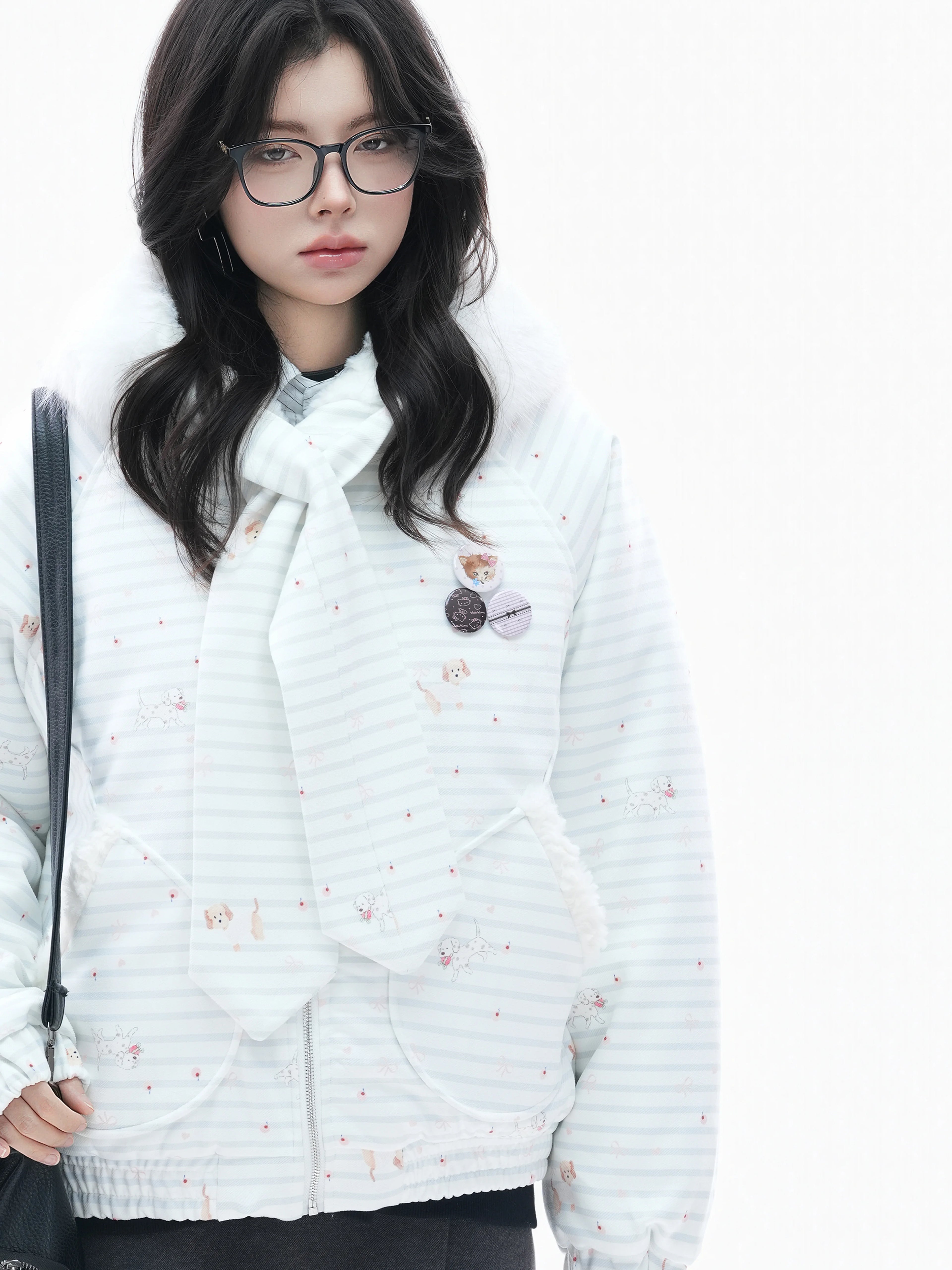 Zuocisankon Cute Puppy Print Soft Waxy Cotton Coat