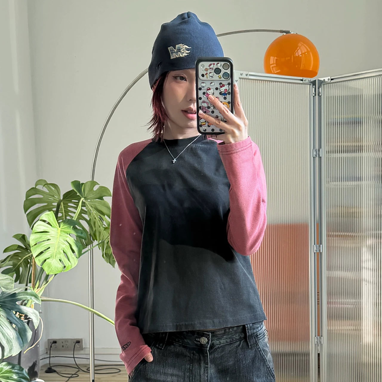 MMBBT Pinstriped Shoulder Sleeves Color Matching Long Sleeves