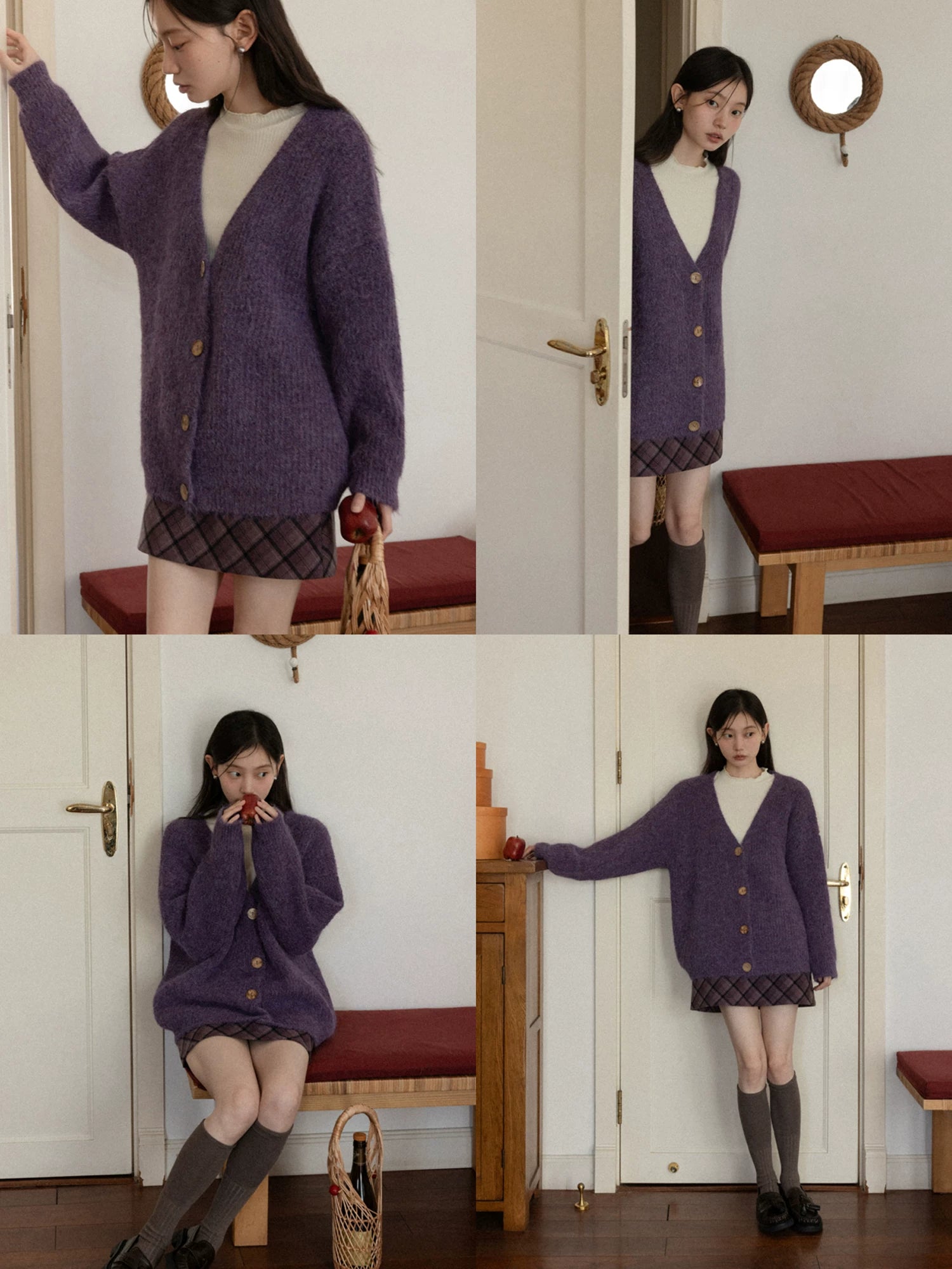 Cantonstory Loose V-neck Knitted Cardigan Sweater