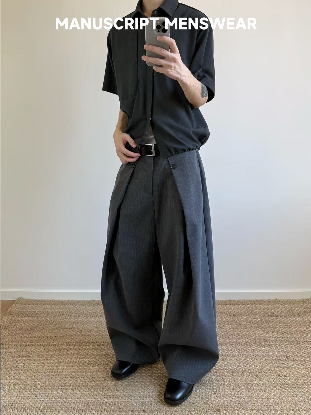 MANUSCRIPT Casual Loose Striped A-line Trousers