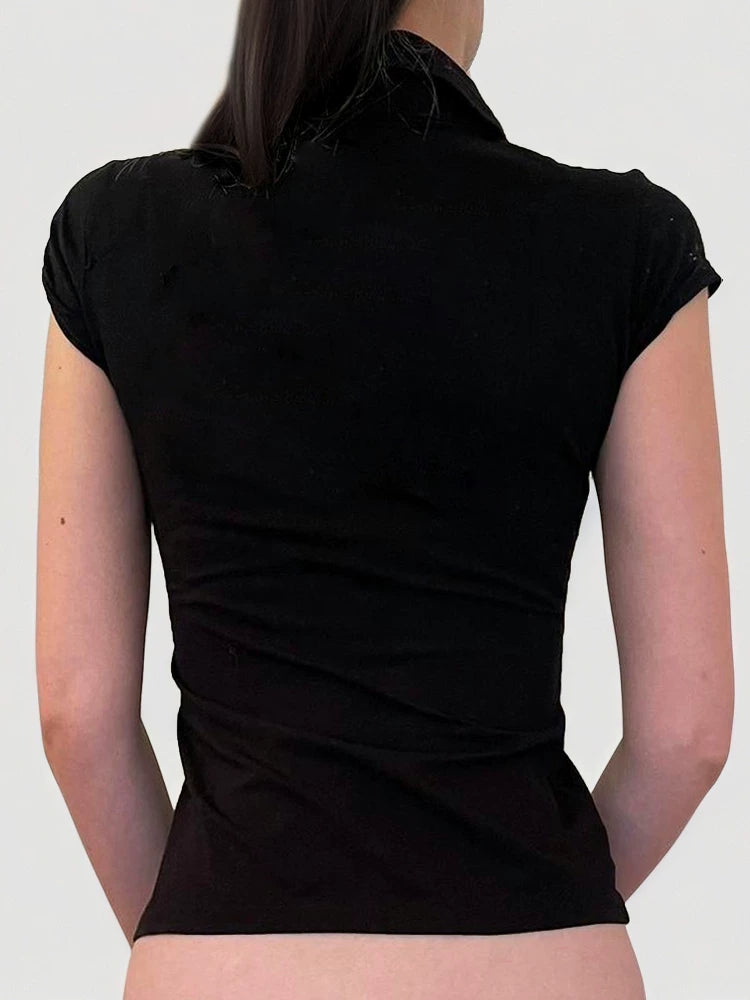 FUNOFF Retro Lapel Waist Tee