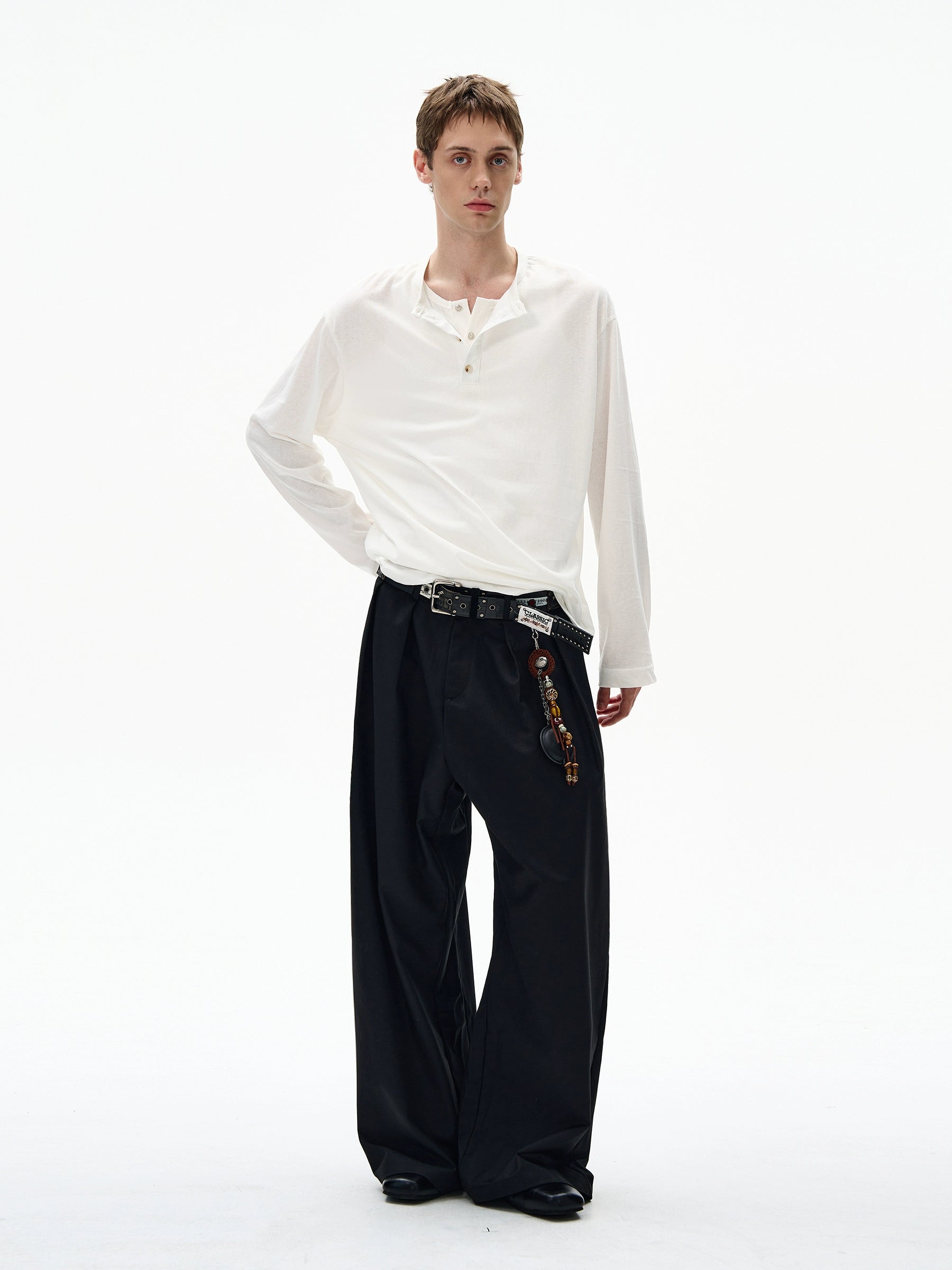 MADWITCH Minimalist Henry Collar Loose Casual Long Sleeves