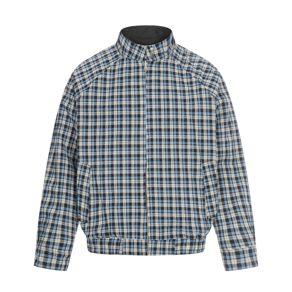 11KN Retro Plaid Double-sided Wear Contrasting Color Stand-up Collar Jacket