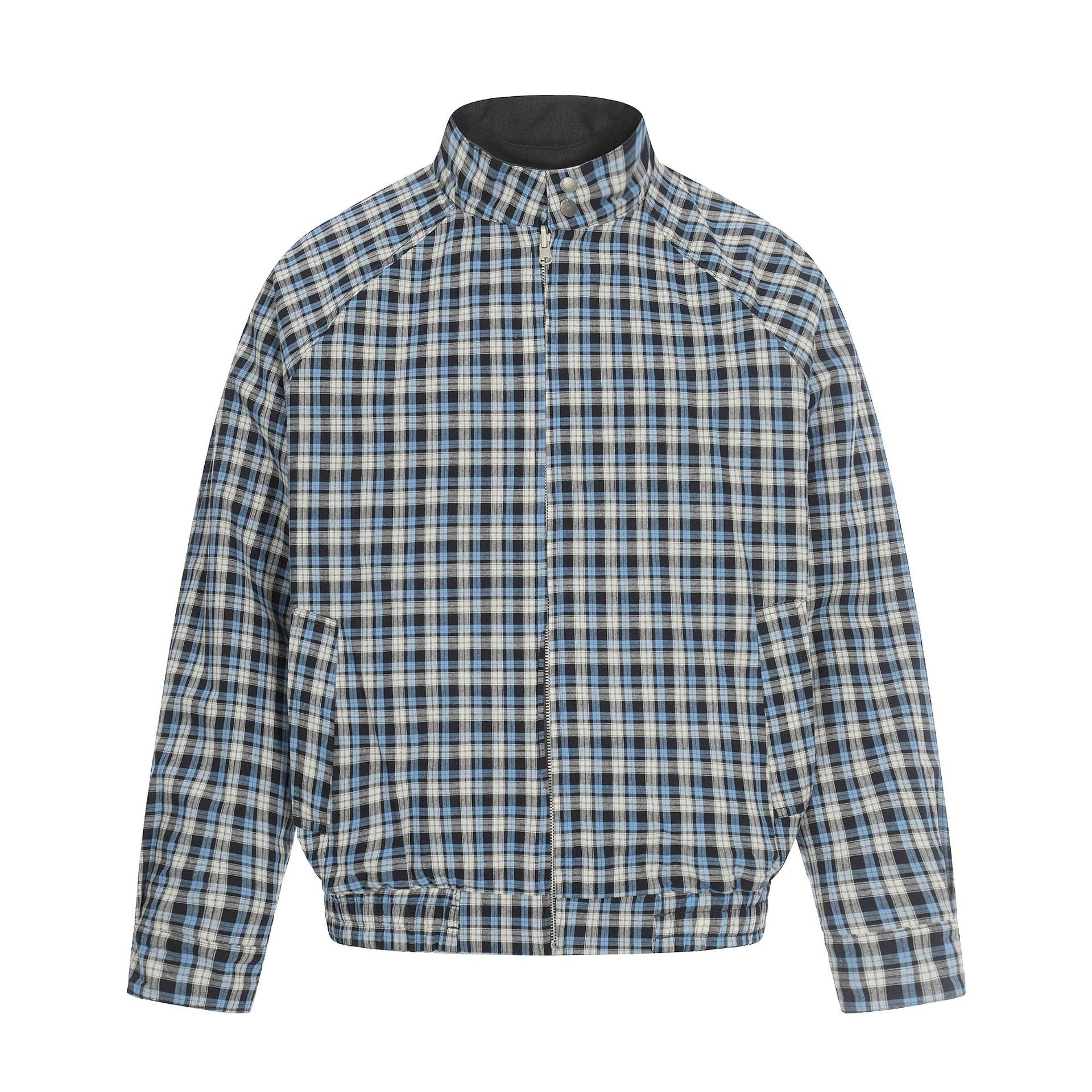 11KN Retro Plaid Double-sided Wear Contrasting Color Stand-up Collar Jacket