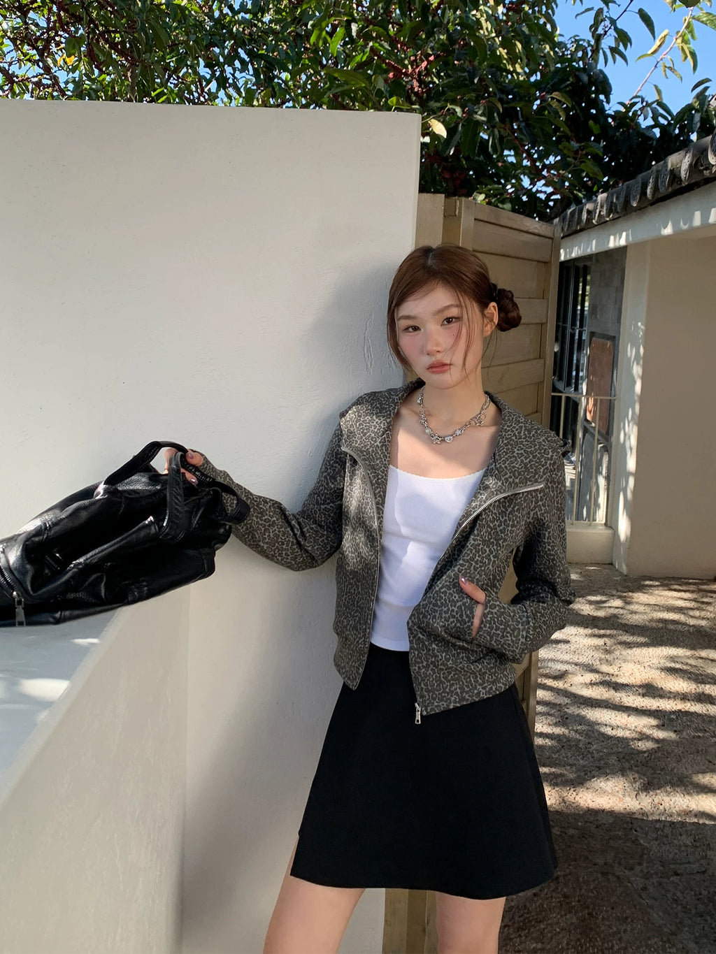 KANO Retro Old Leopard Print Sweater Jacket