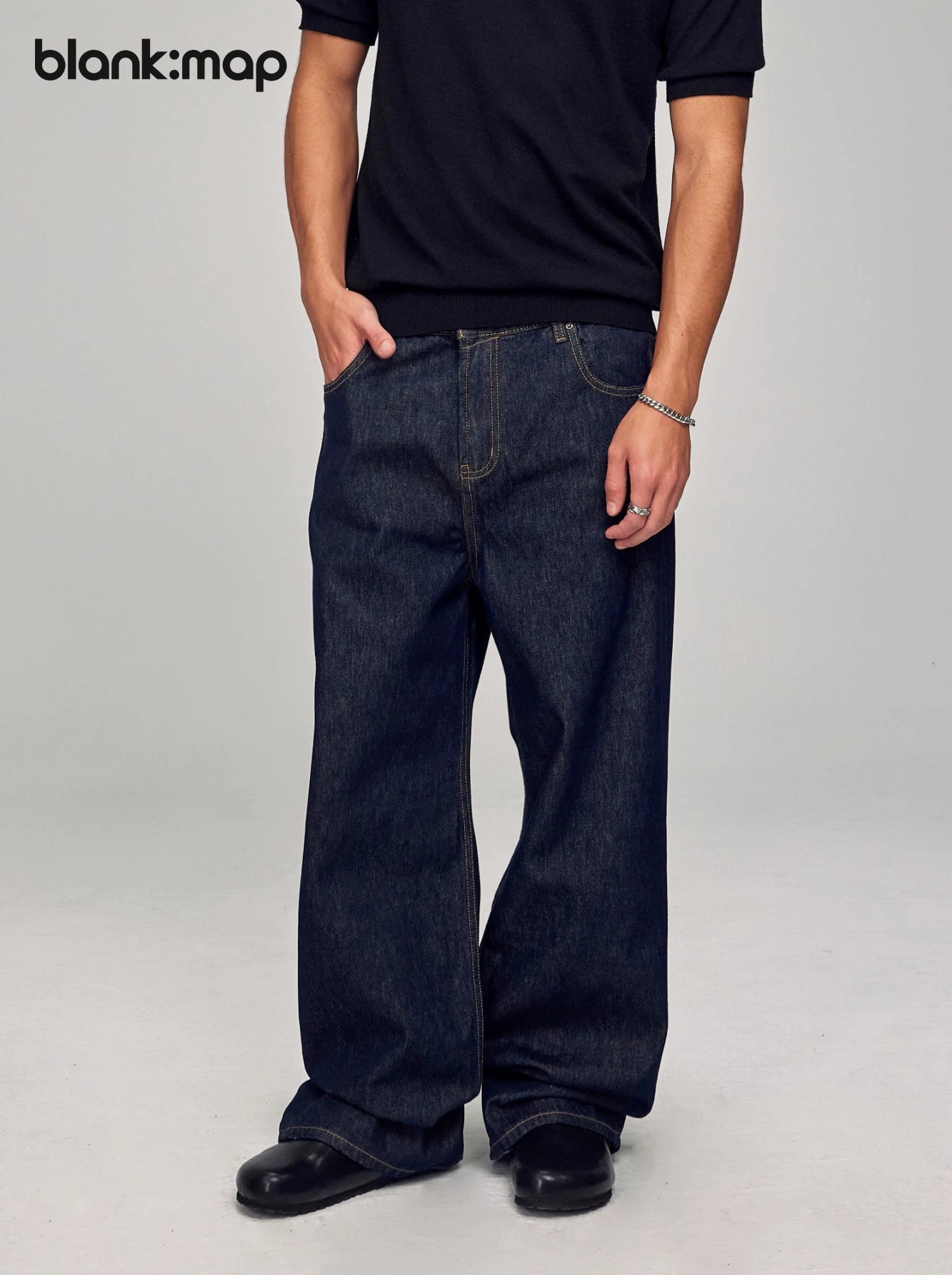 Blank Map Loose Straight Jeans