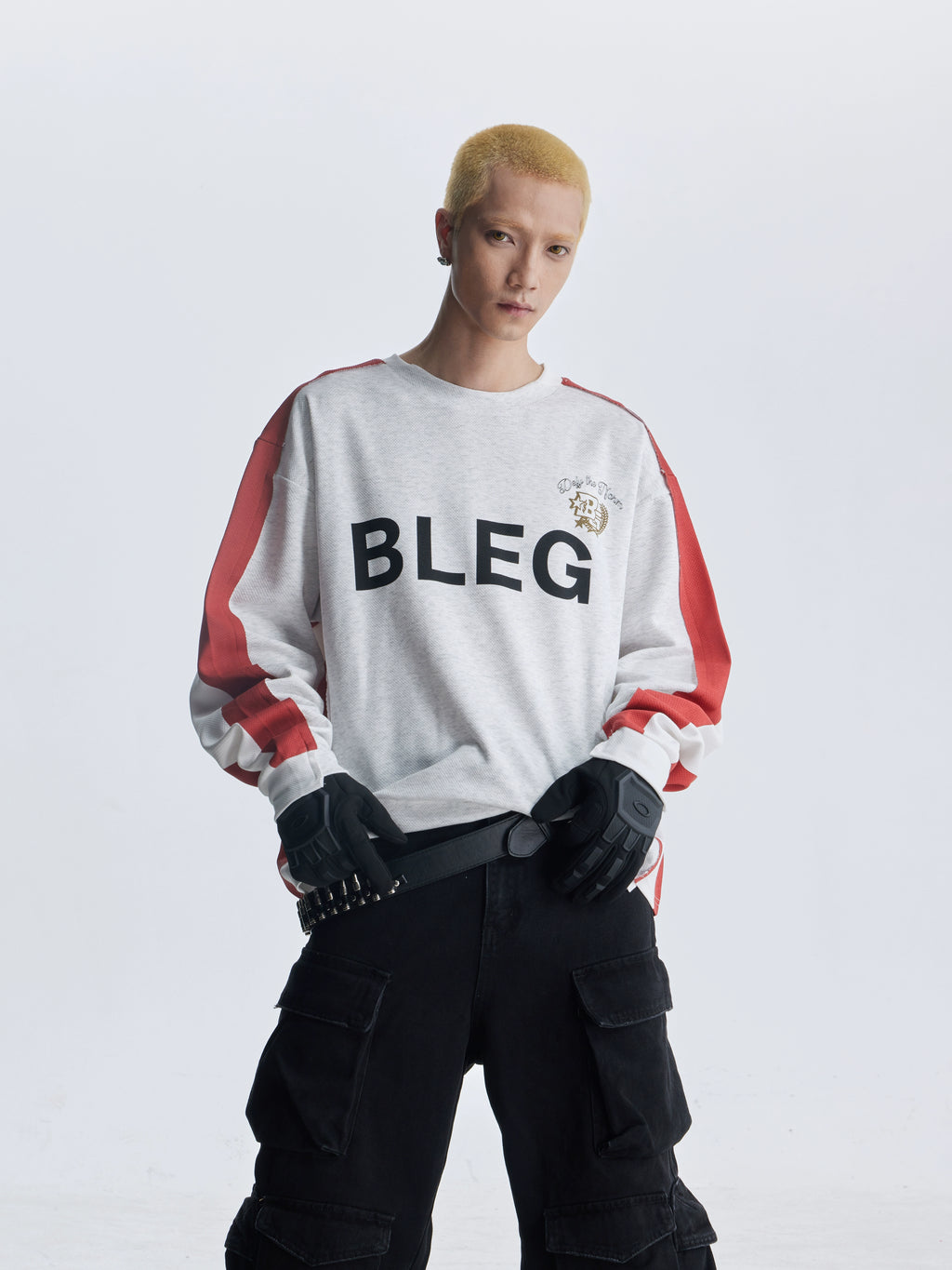NOMANIAI Sports Wind Splicing Contrasting Color Crew Neck Sweater