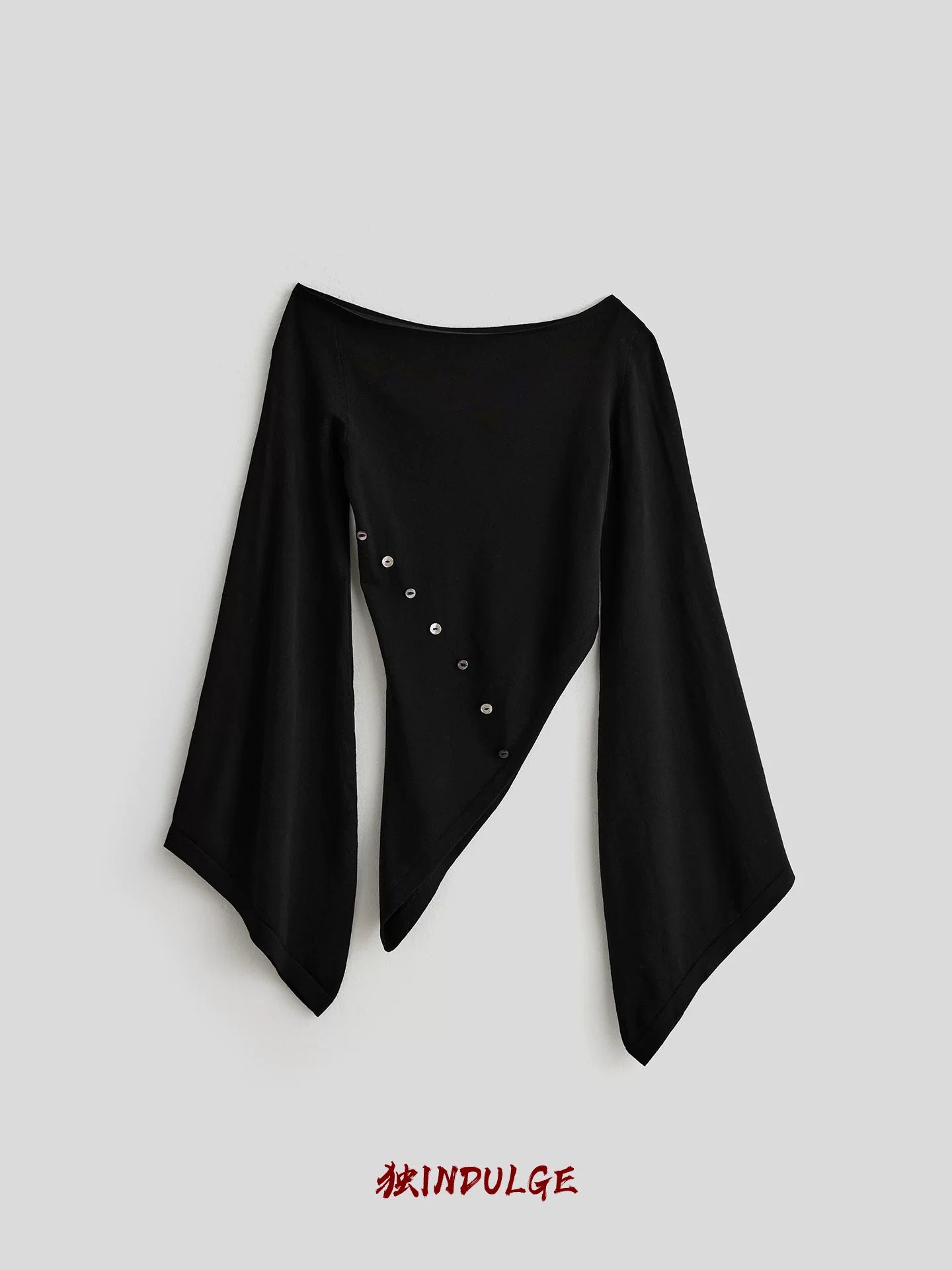 INDULG Slanted Shoulder Thin Knitted Long Sleeves