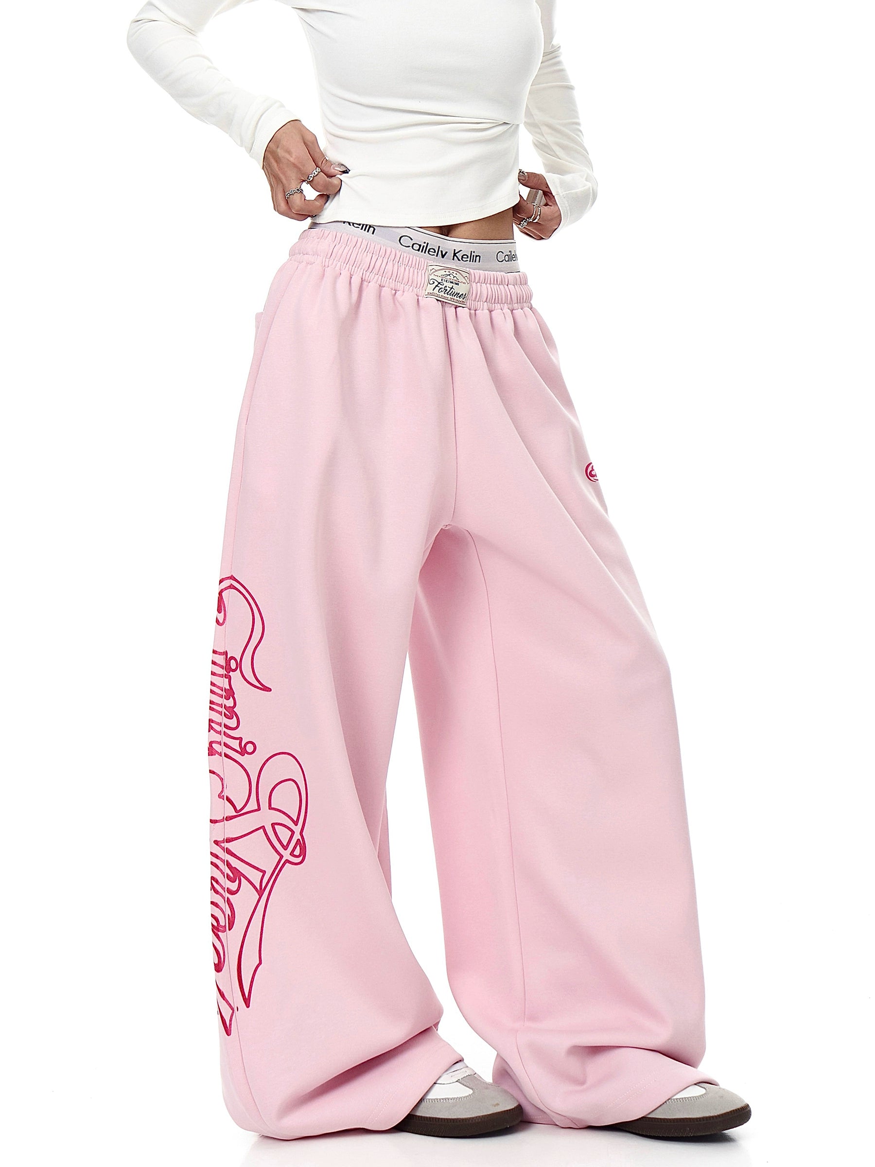 BLACKLISTS Vintage Letter Print Straight Sweatpants