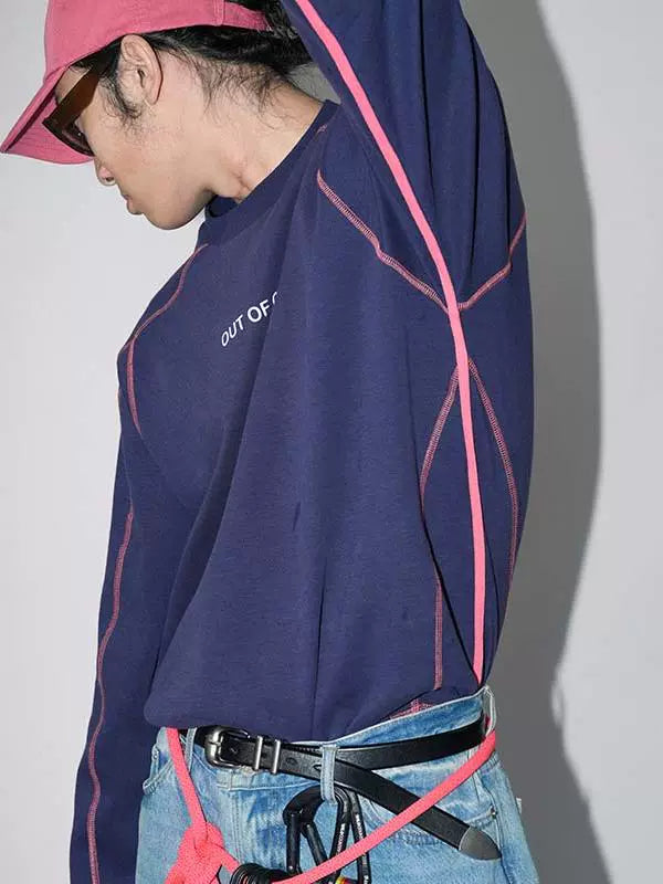 O3PARK Casual Shoulder Retro Sports Tee