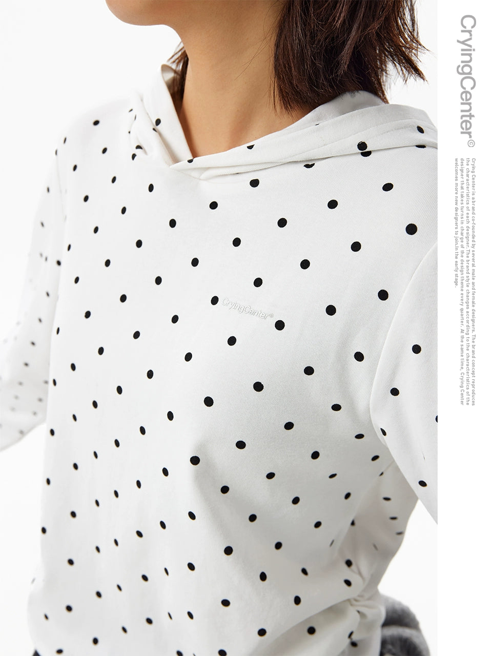 CryingCenter Casual Loose Side Pleated Waist Polka Dot Sweater