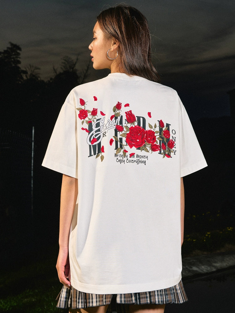 MEDM Rose Embroidery Casual Tee
