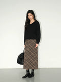 NEVA HU Vintage High Waist Plaid Skirt