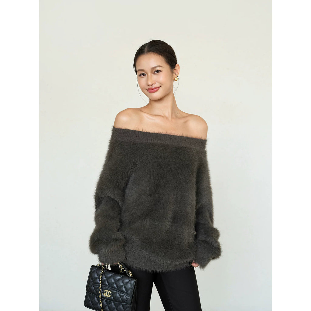 Osph One-word Shoulder Lazy Loose Sweater