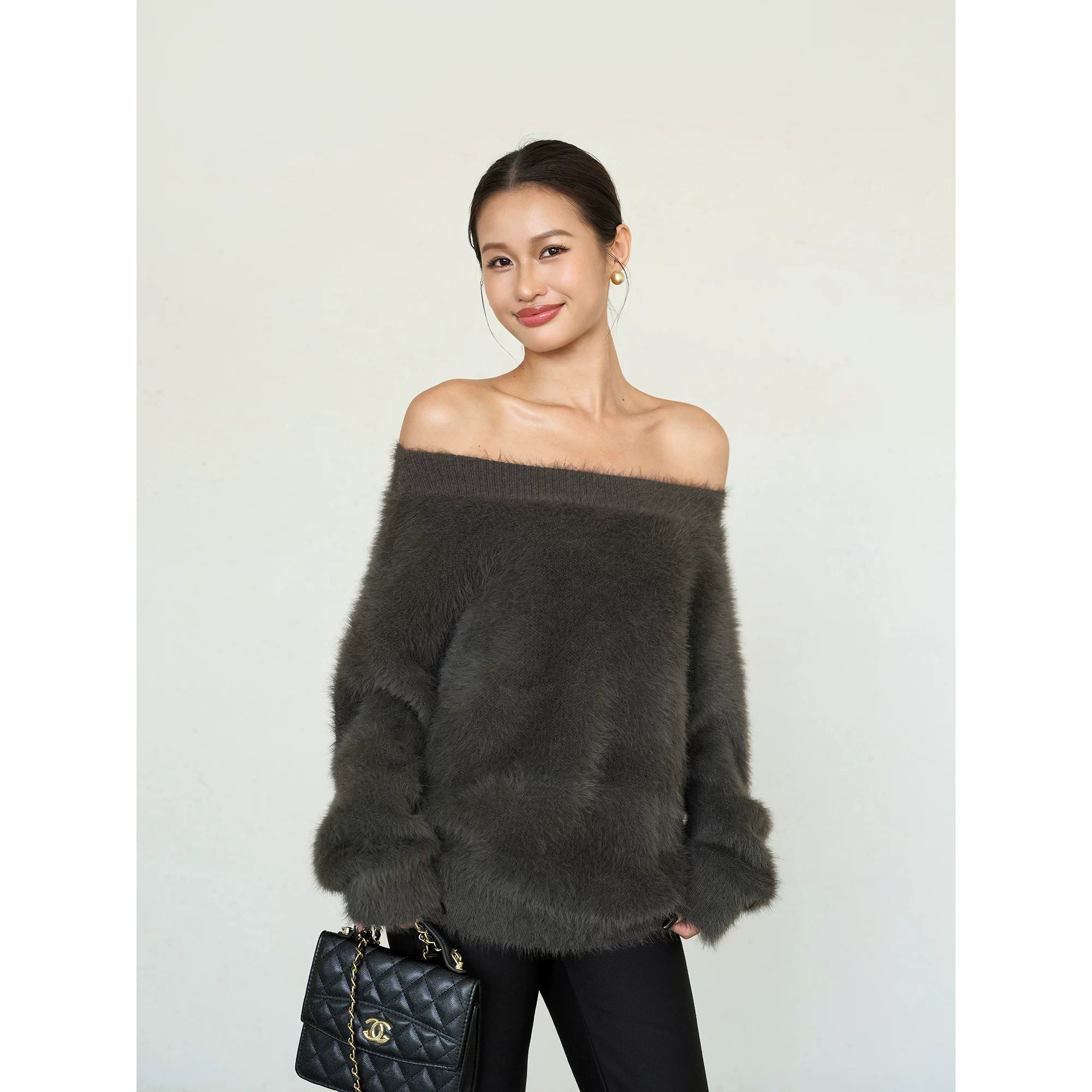 Osph One-word Shoulder Lazy Loose Sweater