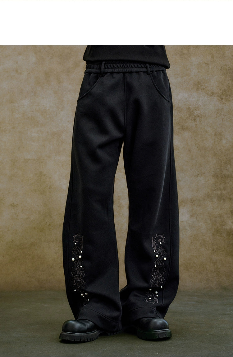 YADcrew Vintage Casual Pearl Scimitar Sweatpants