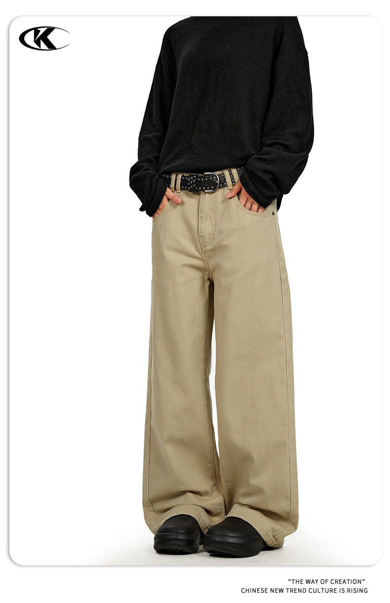 11KN Retro Loose and Simple Wide-leg Pants