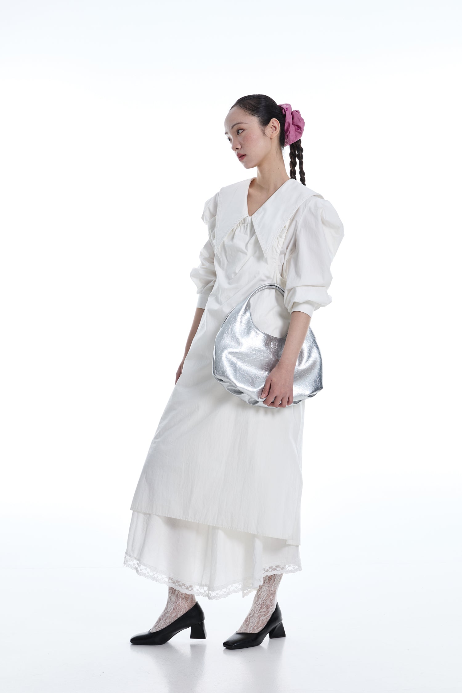 DirtySix Fuka bento bag soft pleated shiny leather shoulder underarm bag.