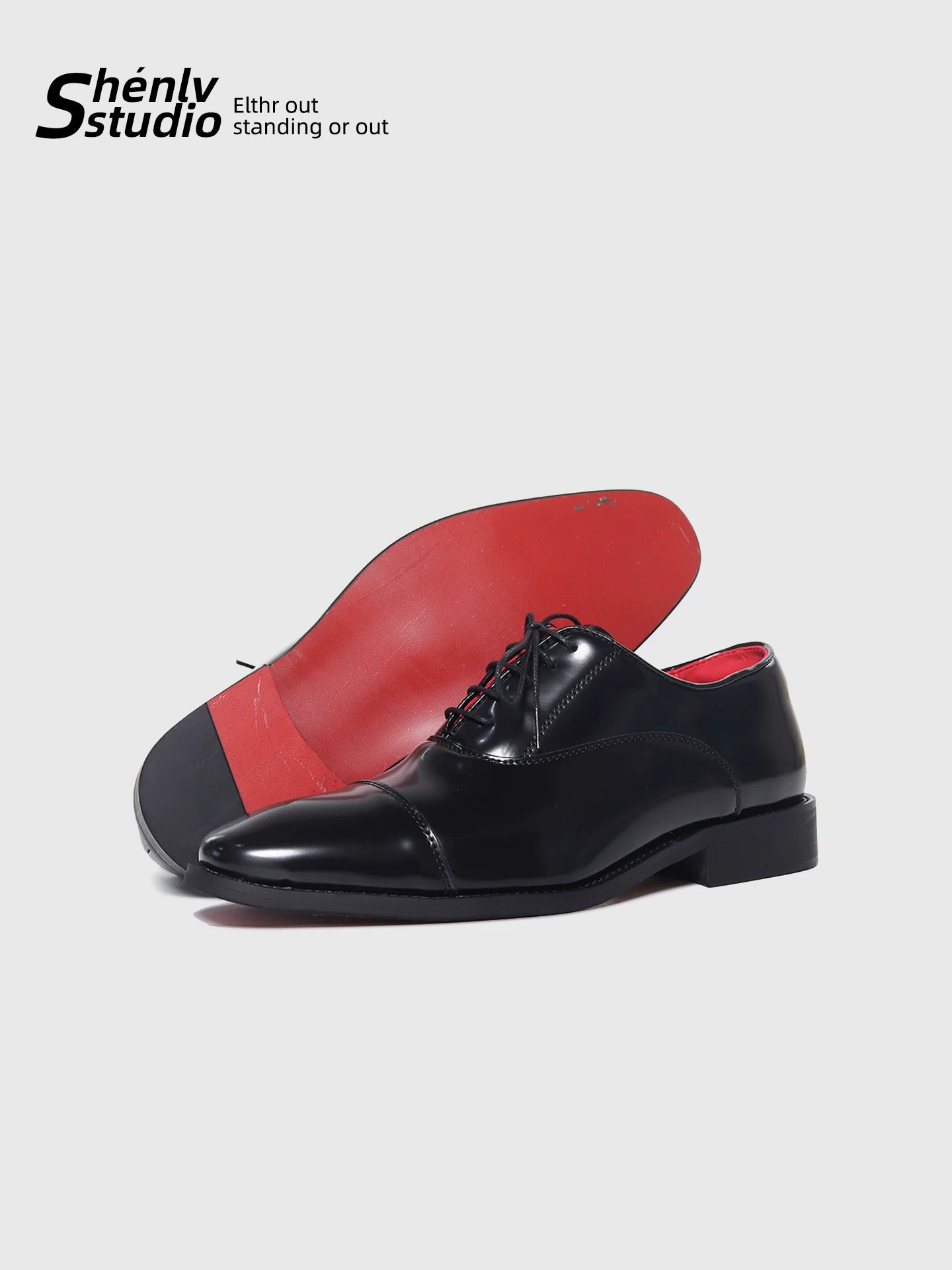SHENLV STUDIO Glossy Pointed-toed Red-soled Leather Shoes