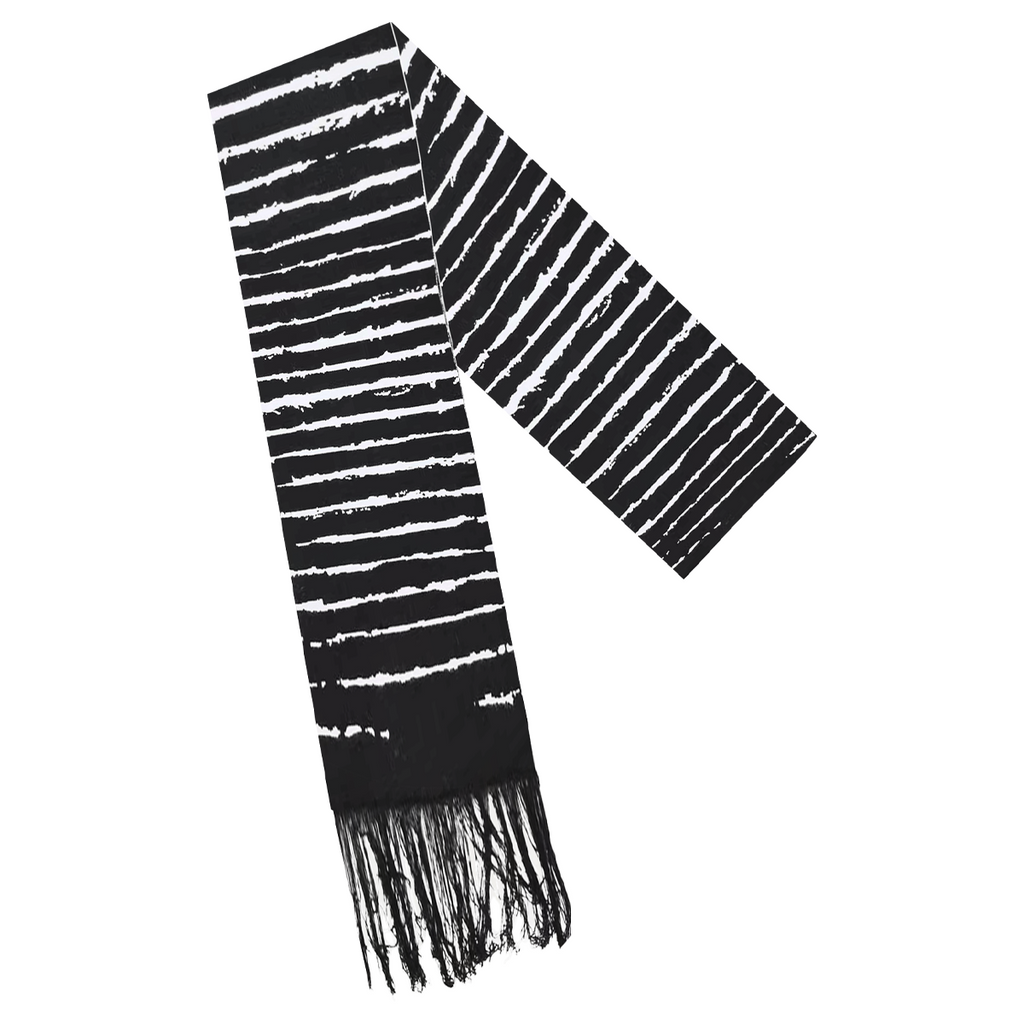 DETW Striped Knitted Fringed Scarf Scarf