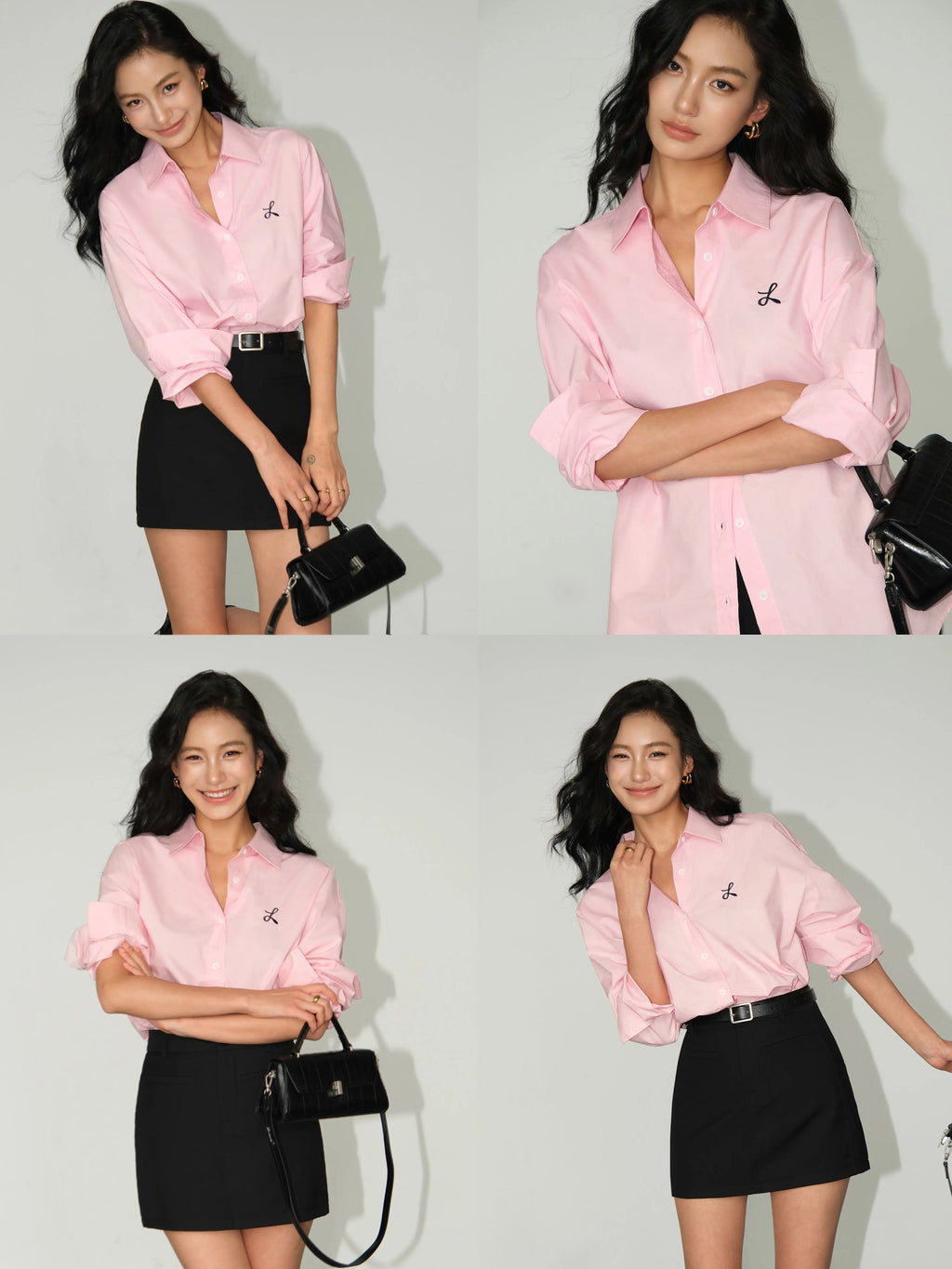 NEVA HU Embroidered Design Versatile Long-sleeved Shirt