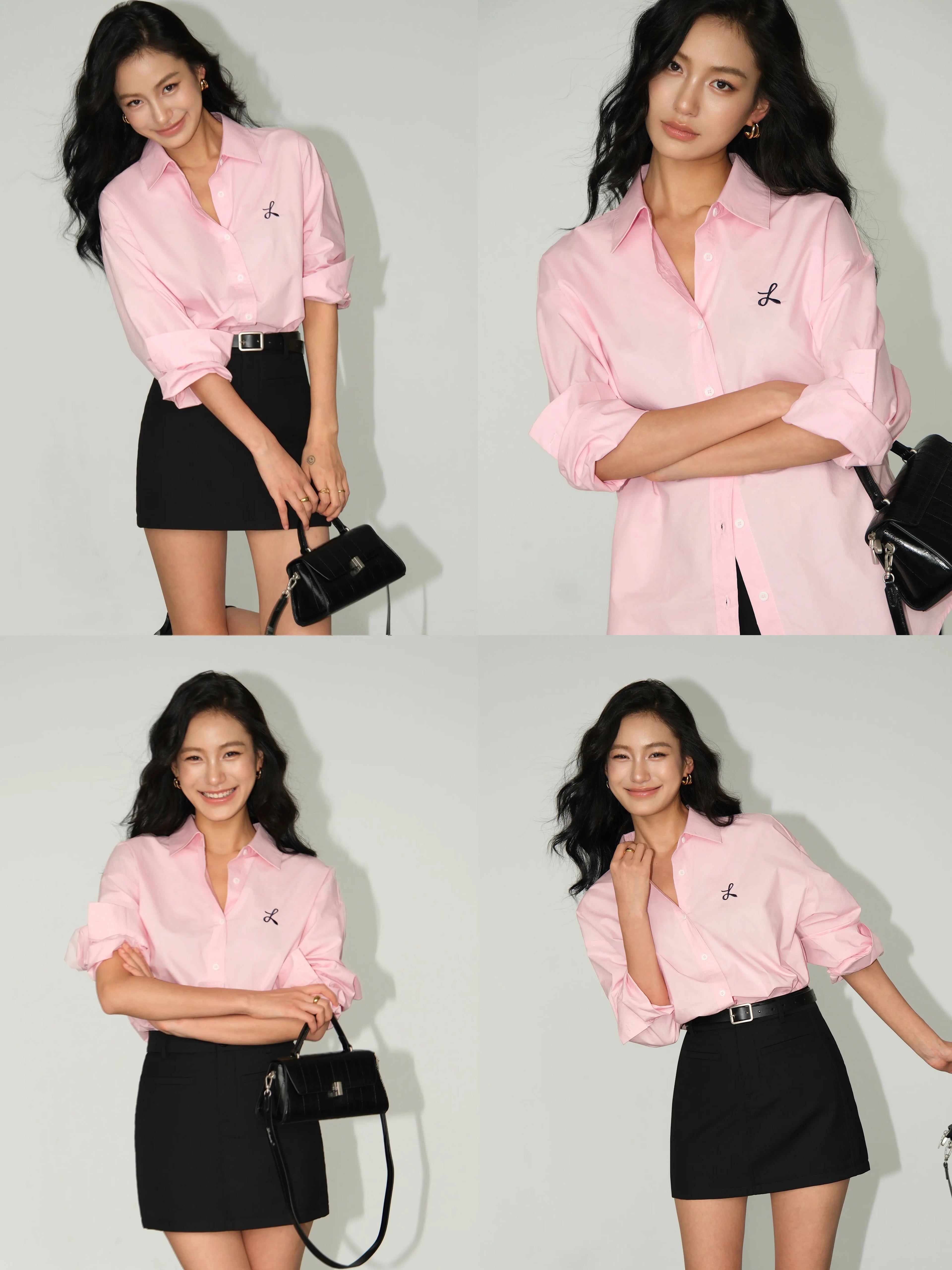 NEVA HU Embroidered Design Versatile Long-sleeved Shirt