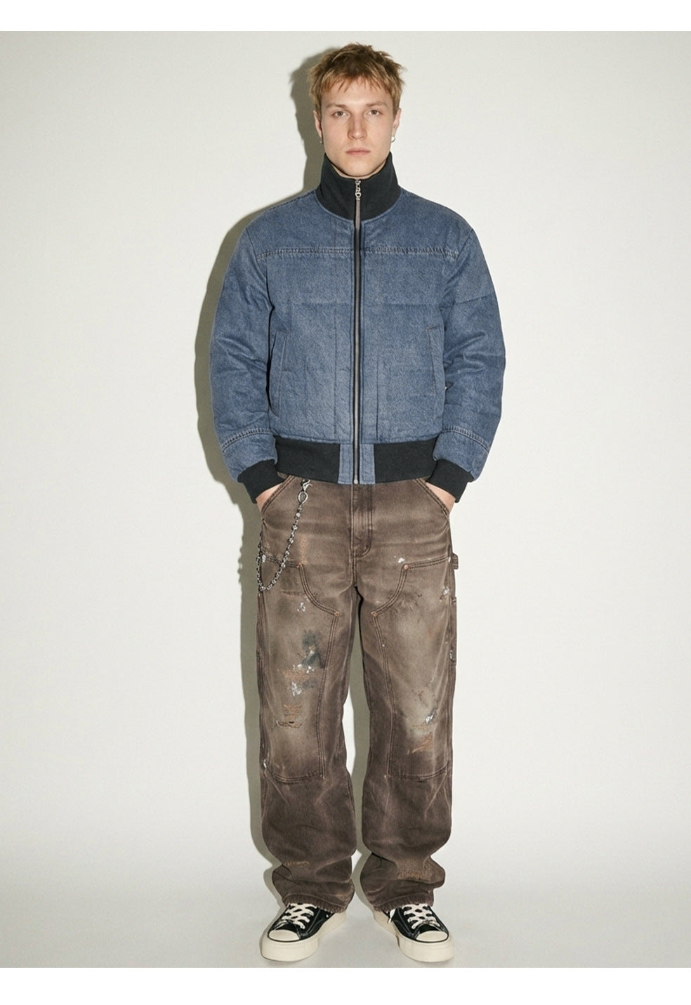 Madeextreme Retro Stand Collar Denim Thickenedoutwear