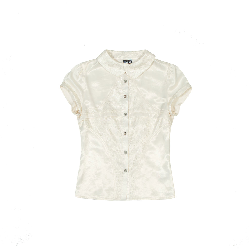 ARIADNAw Satin Lace Stitched Slim-fit Shirt