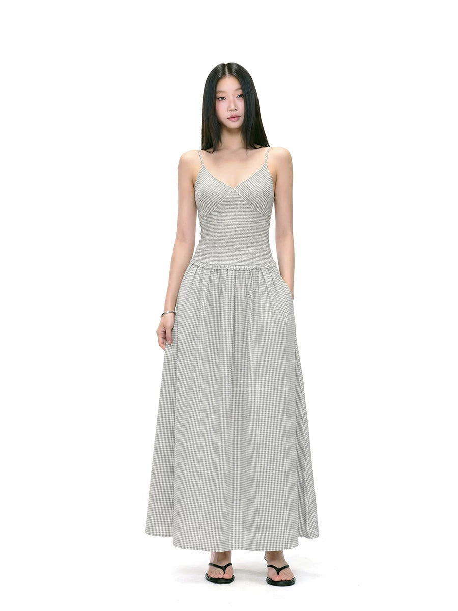 WITHMIN Retro Waist and Thin Suspender Dress