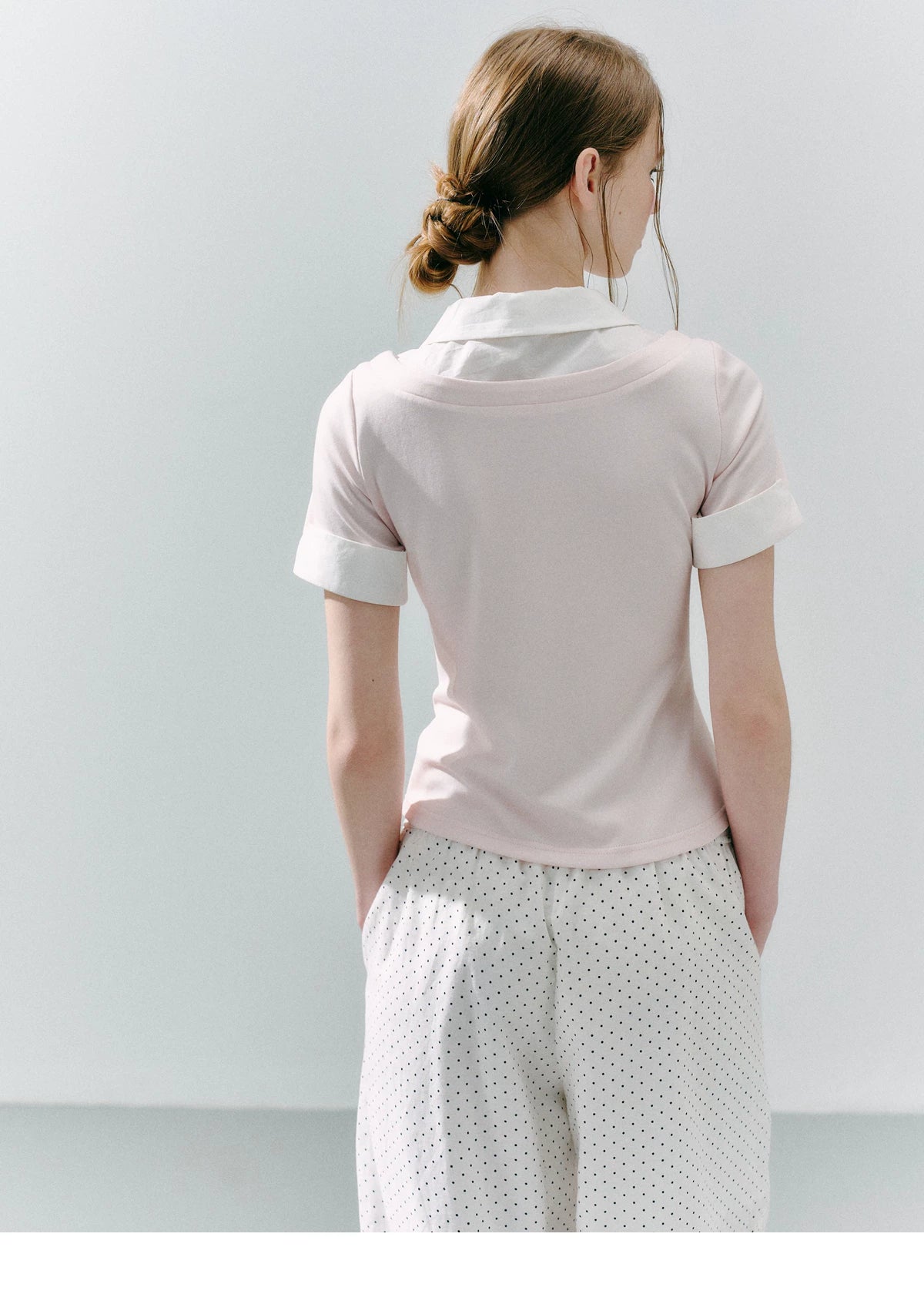 LOST FOREST Fake Two Piece Splicing Slim Tee