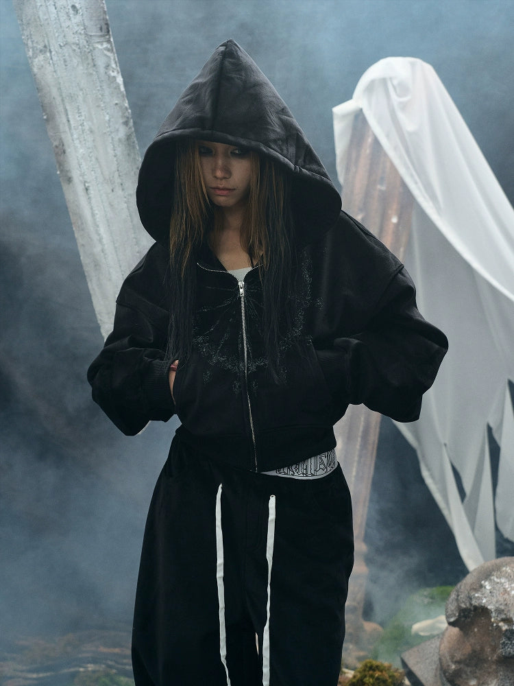 PAIKI Dark Wizard Hat Jacket Velvet Hooded Zip Sweater – OPTIONQAAF