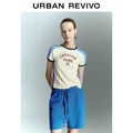 URBAN REVIVO-style Retro Contrasting Color Letter Short-sleeved T-shirt