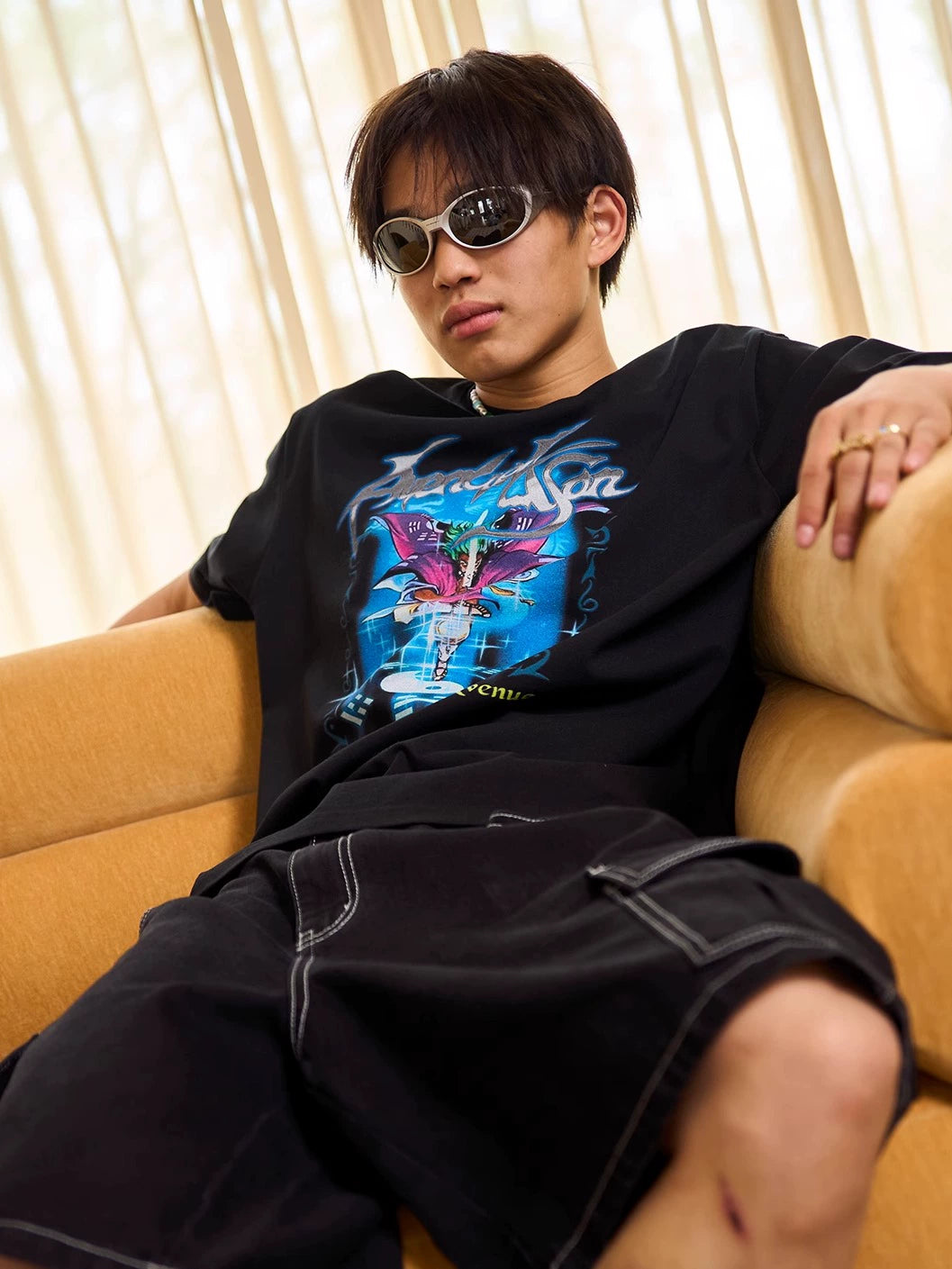 AVENUESON Water Margin Card Style Theme Printing Tee