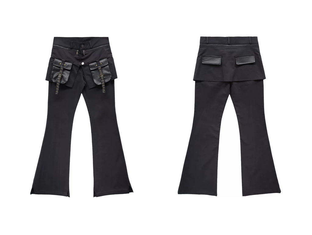 FUZZYKON Retro Three-dimensional Pocket Tooling Flared Pants