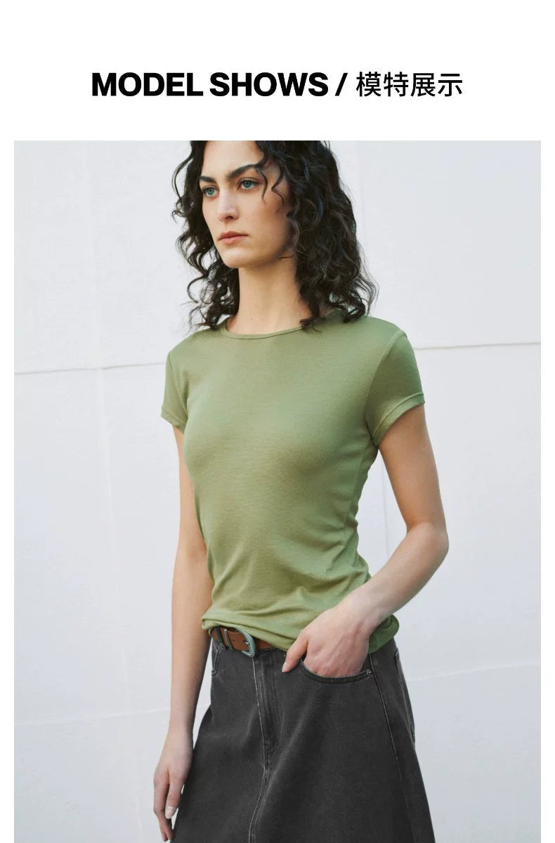 URBAN REVIVO Simple Basic Casual Round Neck Tee