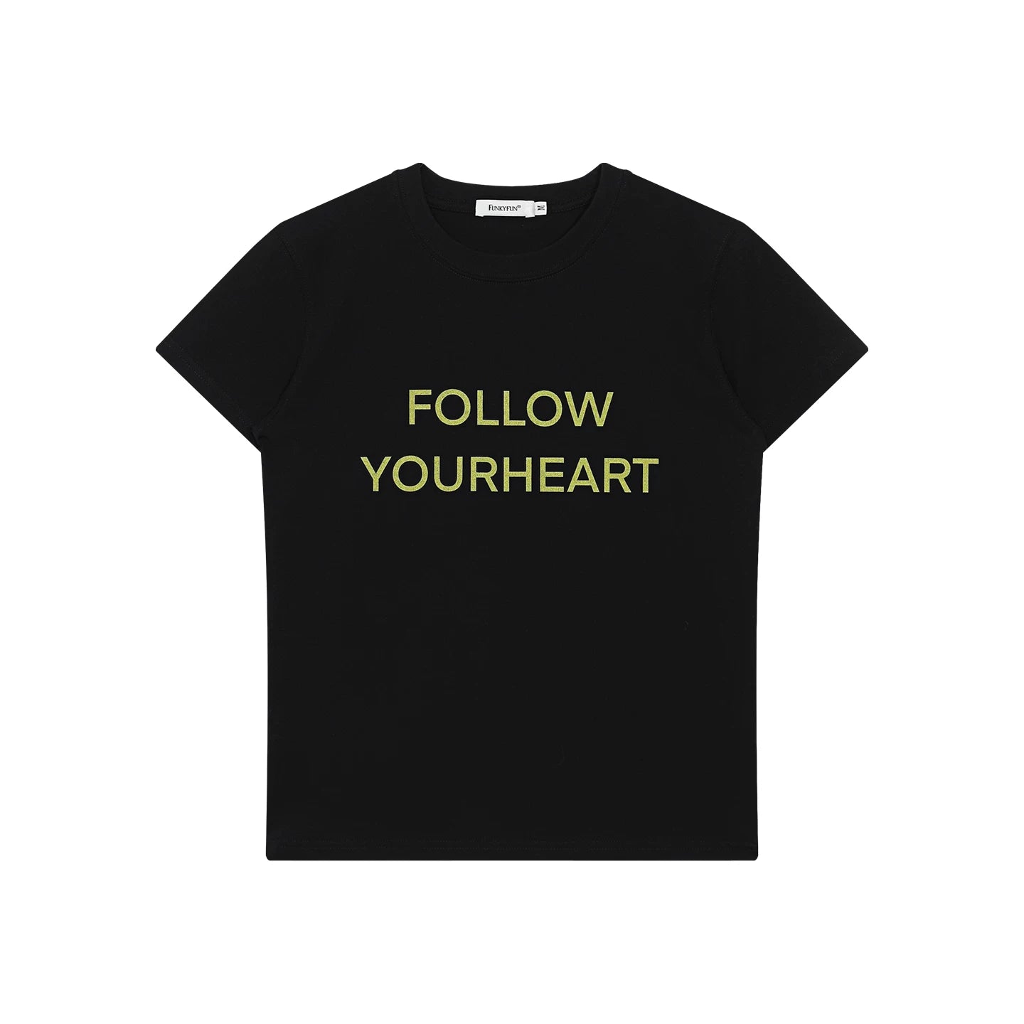 FUNKYFUN Retro Contrasting Color Slogan Simple Tee