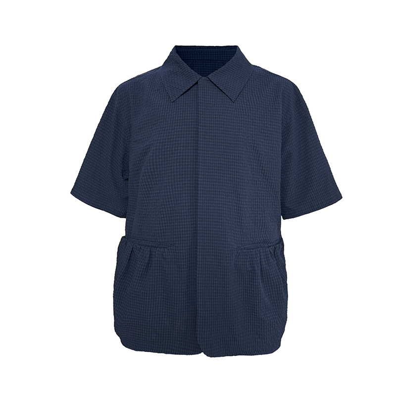 JCAESAR SHIRT Bubble Pleated Drawstring Shirt