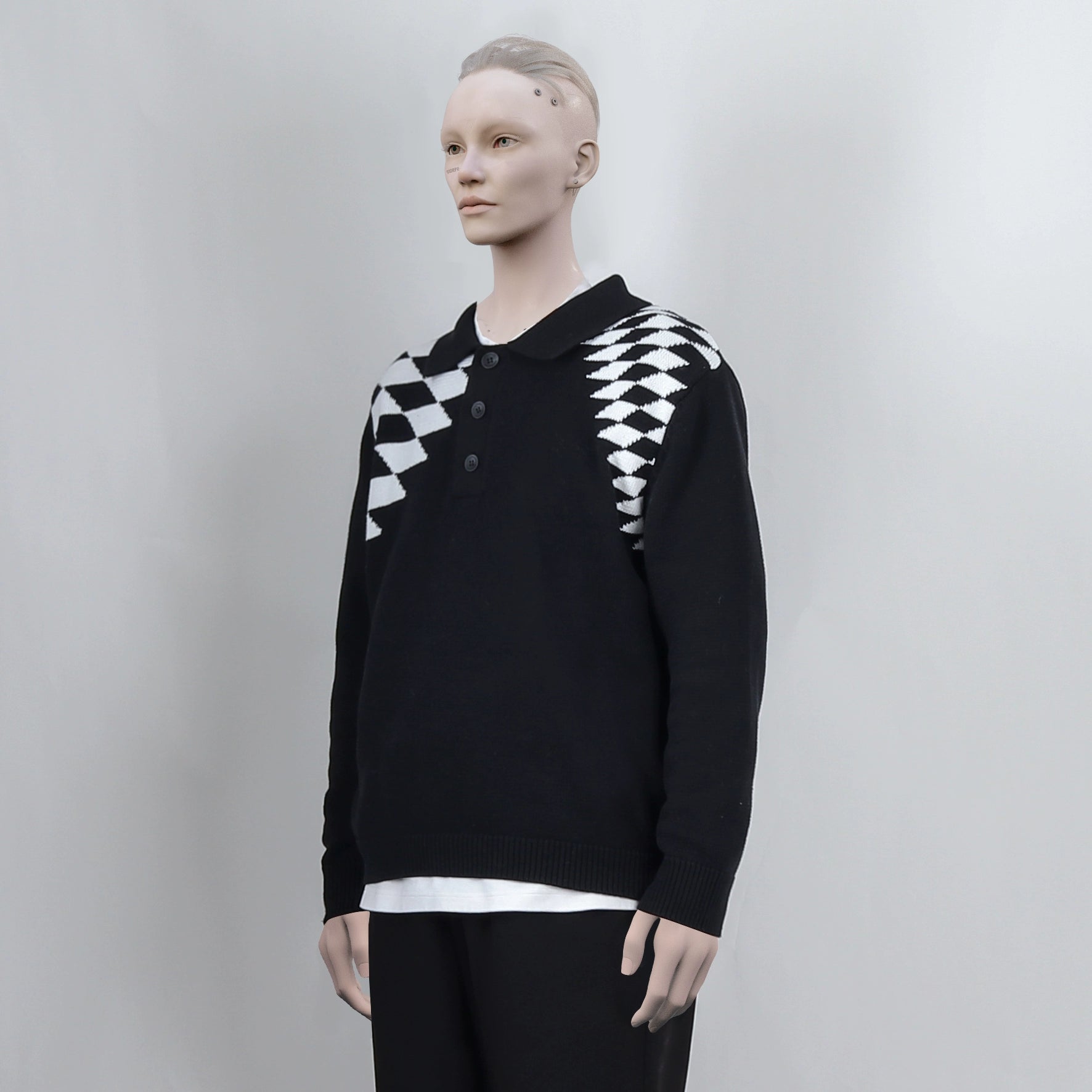 PERDU Rhombus Contrasting Polo Shirt