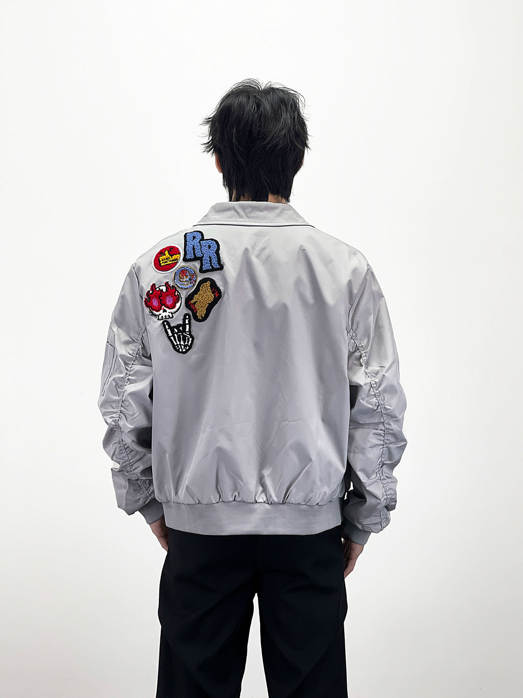 Kenvibe Badge Embroidered Print Loose Short Coat