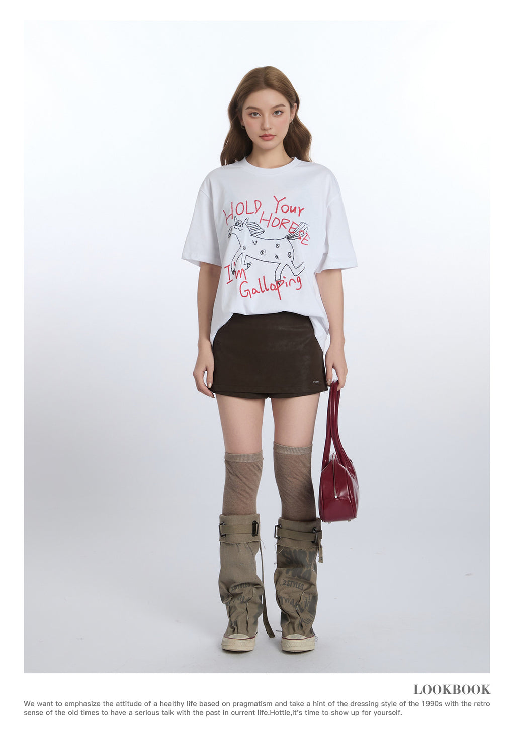 HeyHenry Pony Print Crew Neck Loose Tee