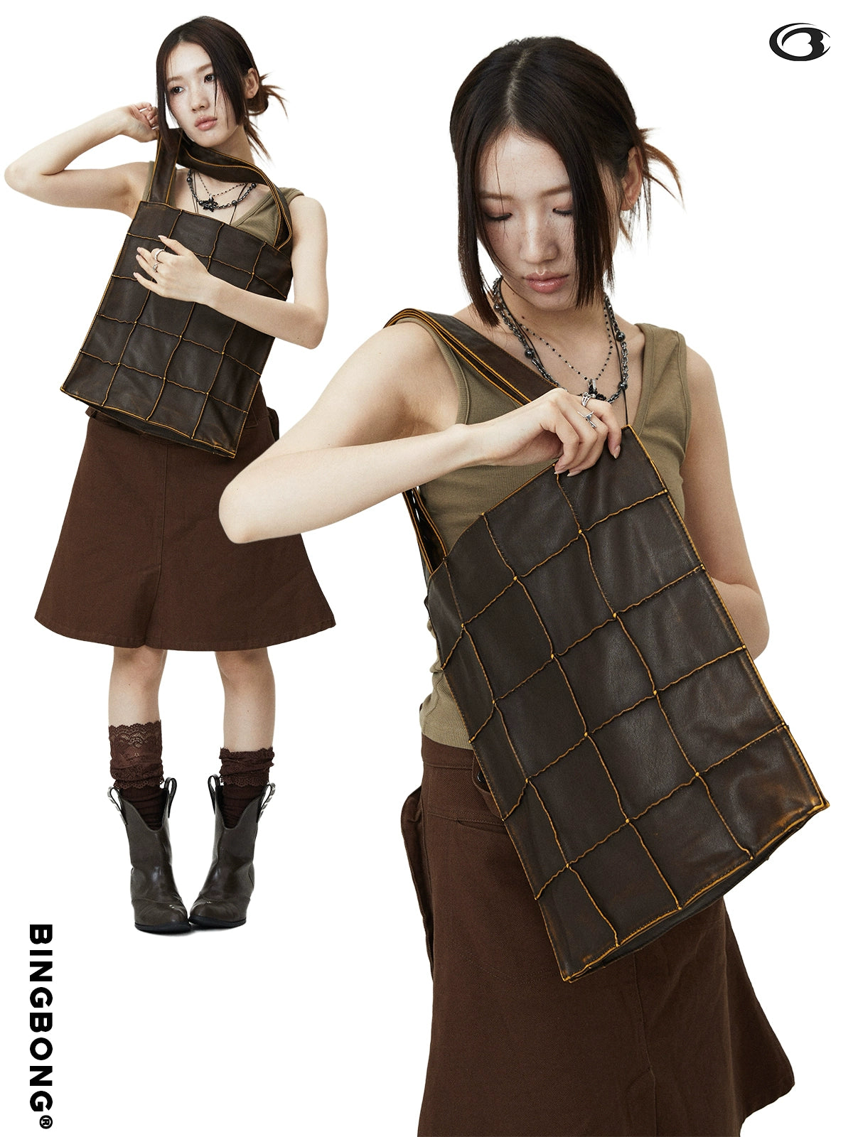 BINGBONG Single Shoulder Retro Portable Large Capacity Tote Bag