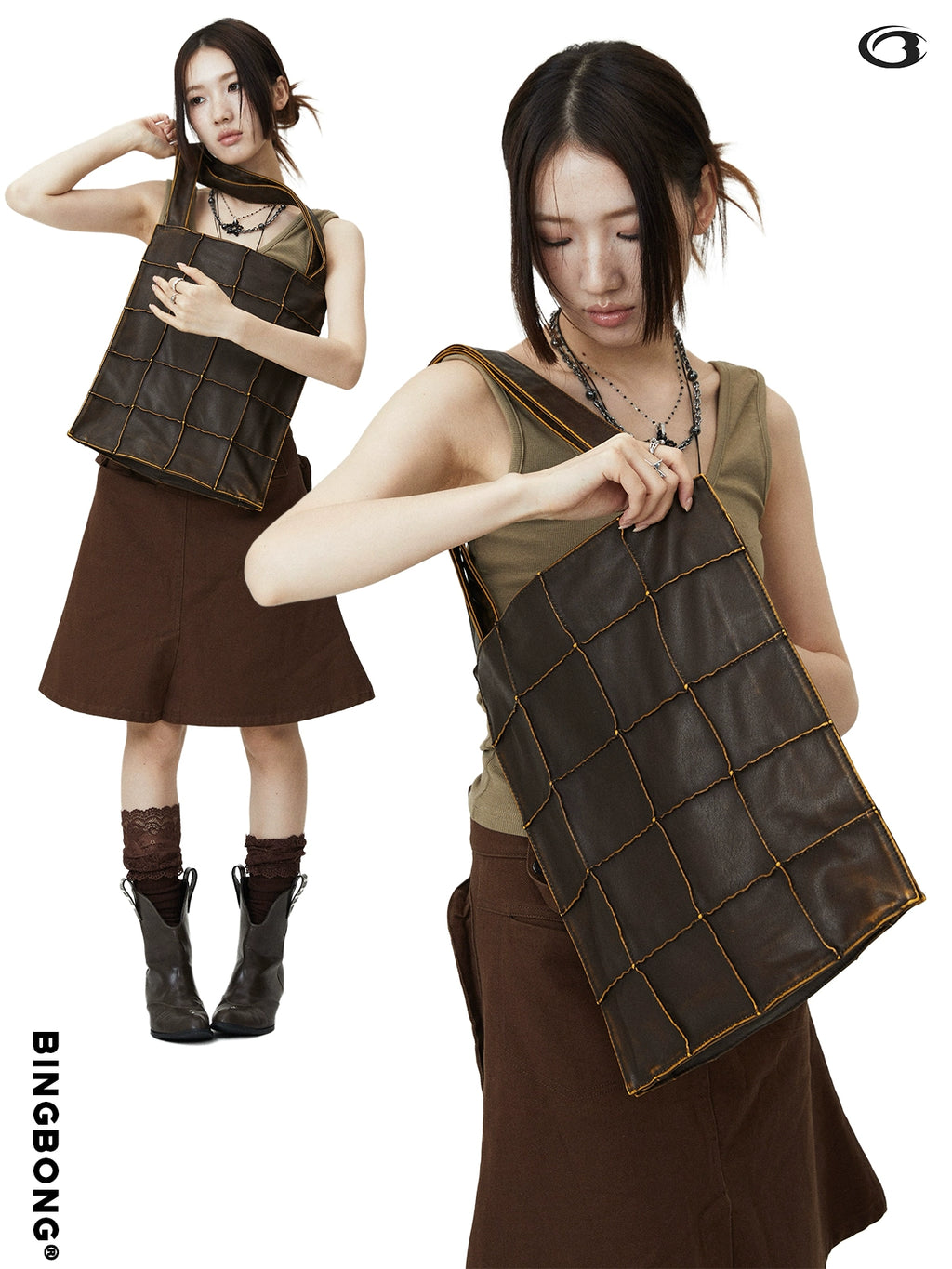 BINGBONG Single Shoulder Retro Portable Large Capacity Tote Bag