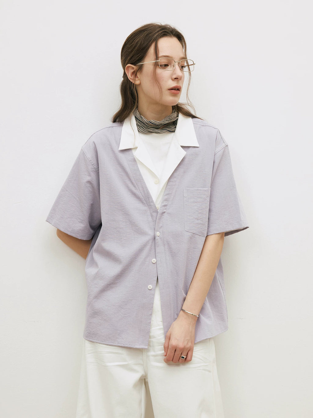 LR Contrast Double Neck Anti-Wrinkle Short Sleeve Shirt