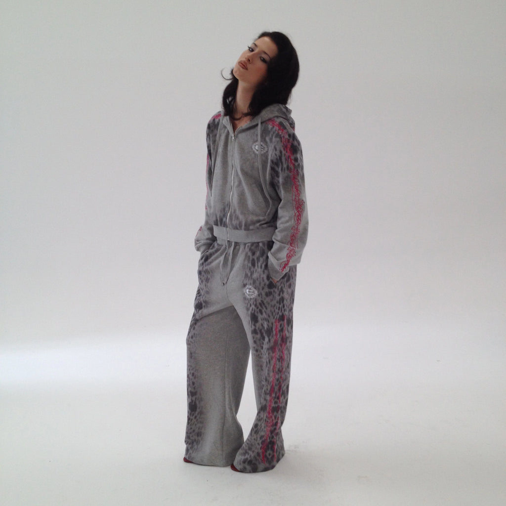 CHAI Leopard Print Direct Injection Star Logo Embroidery Print Sports Suit