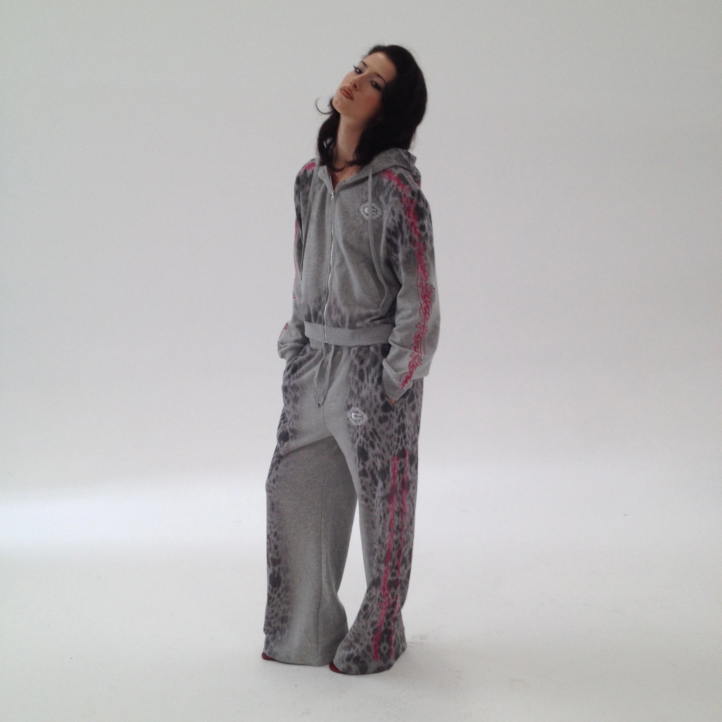 CHAI Leopard Print Direct Injection Star Logo Embroidery Print Sports Suit