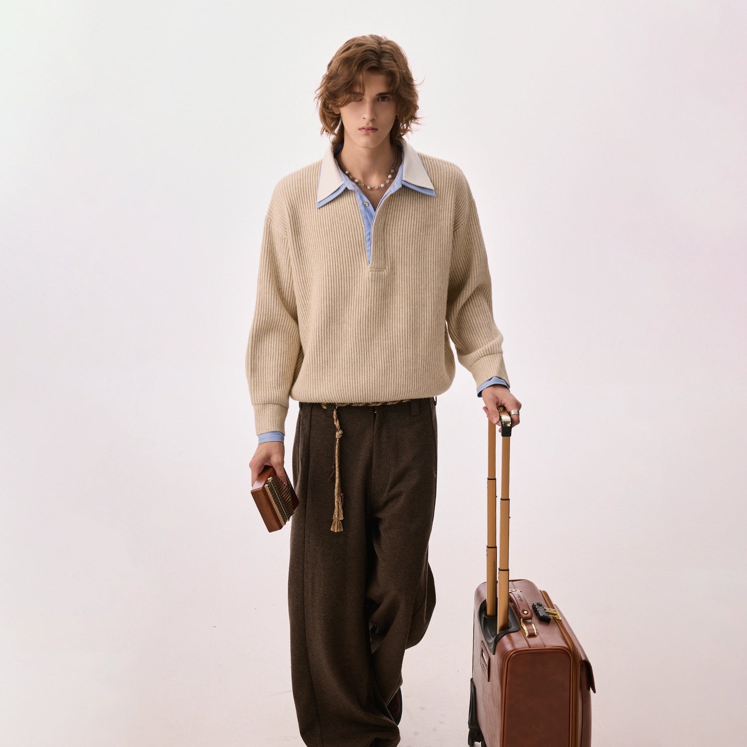 CHOR POLO Collar Casual Simple Versatile Knitted Sweater